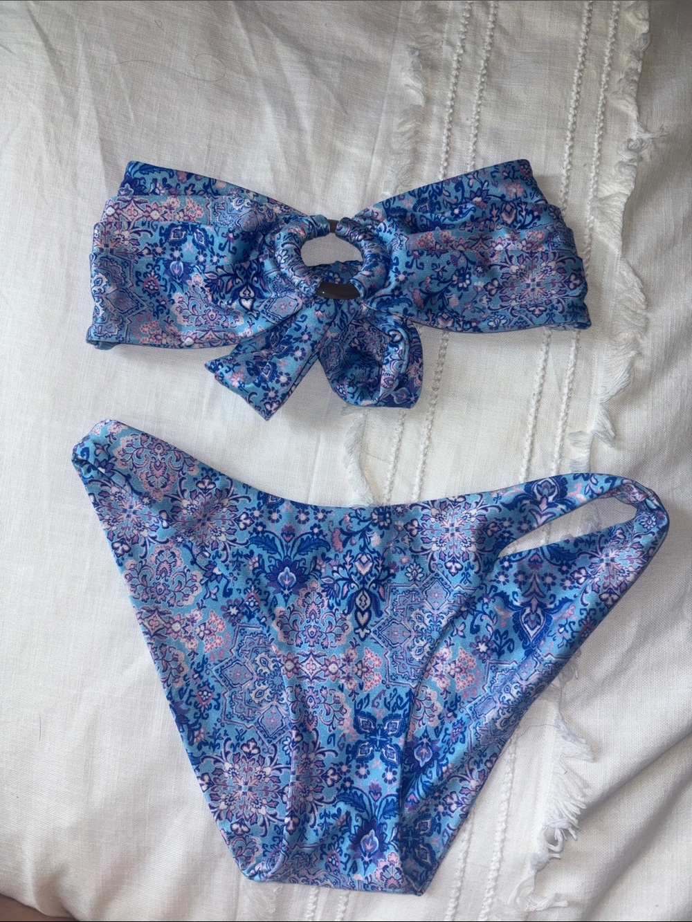 Kulani Kinis Blue and Pink Paisley Bikini Set - Picture 1 of 5